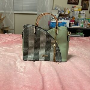 Stylish Plaid and Mint Green Satchel
